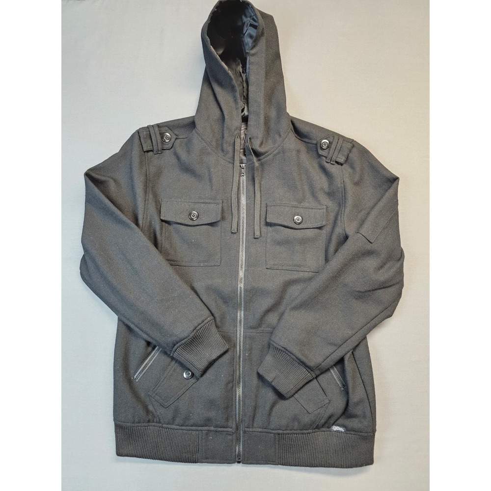 Elixir Jacket Mens Black Full Zip Hooded With Pocket Details Size XL